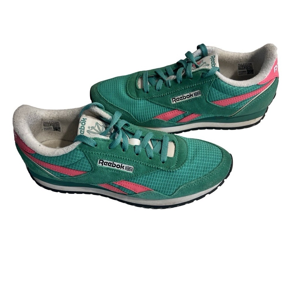 Reebok Classic AZ Nylon Green/Green/Pink Retro Sneakers Size 9.5‎ New